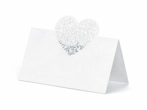 Bordkort sølv hjerte